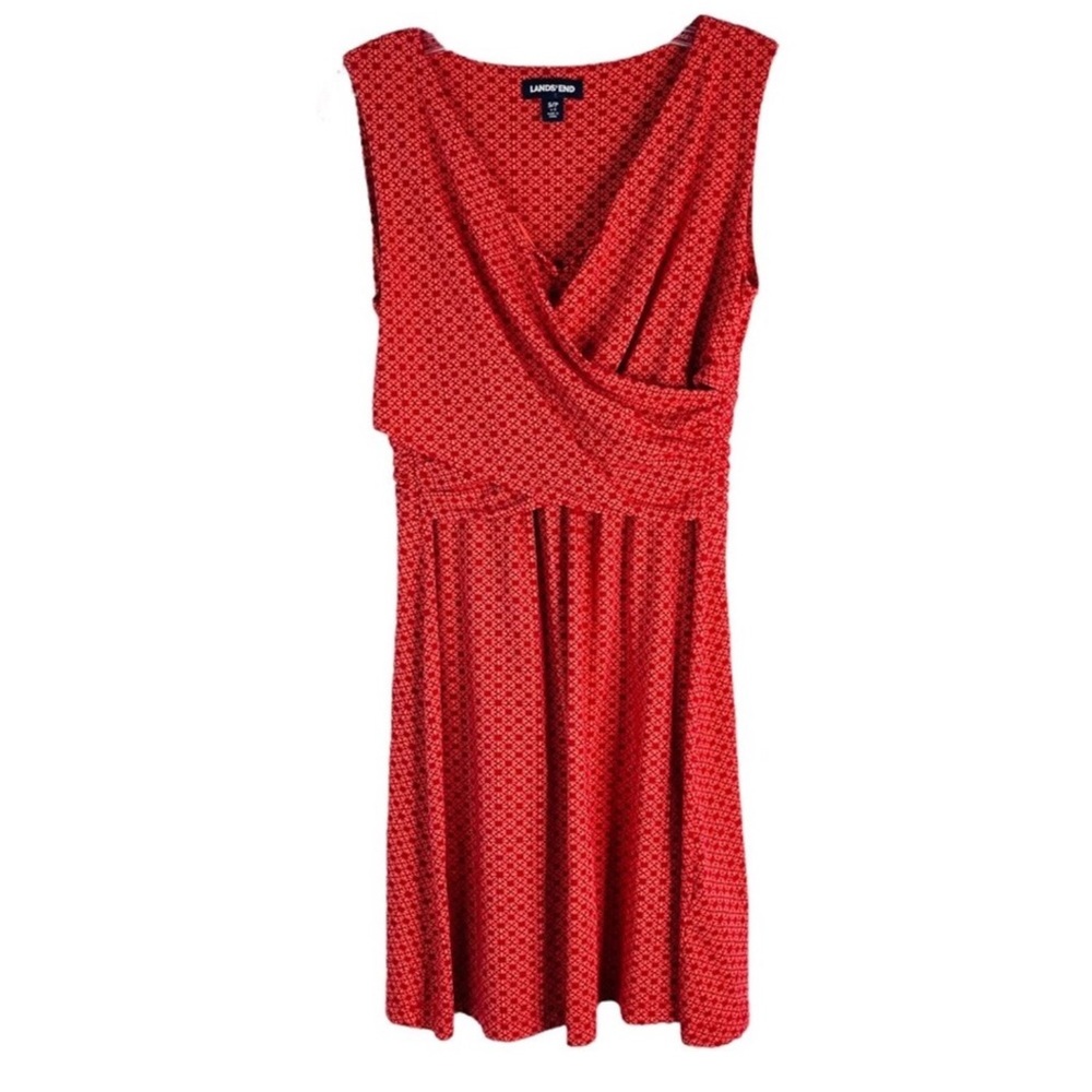 Lands' End Sleeveless Faux-Wrap Midi Dress
